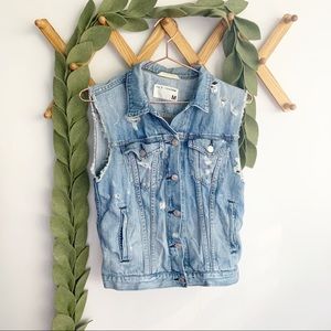 Rag & Bone Tattered Denim Vest